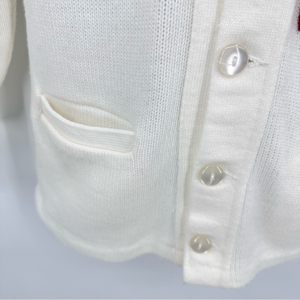 Vintage Letterman Sweater Cardigan Academia Ivory Size 34 - Picture 4 of 7